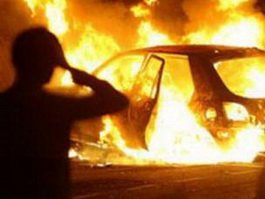 Сегодня ночью в Гусевском районе сгорел автомобиль "Опель"