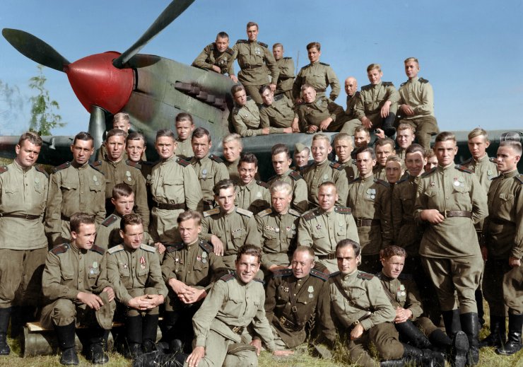 2-я эскадрилья 566-го авиаполка. Фотография сделана в 1944 году на границе с Пруссией.