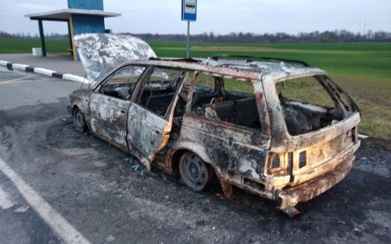 На дороге «Гусев-Нестеров» сгорел автомобиль «Фольксваген»