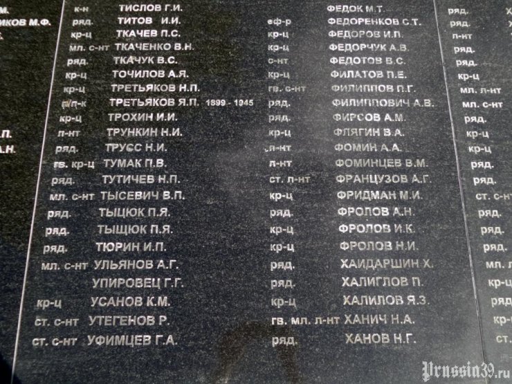 Мемориальная плита братской могилы на улице Юрия Смирнова с фамилиями павших воинов