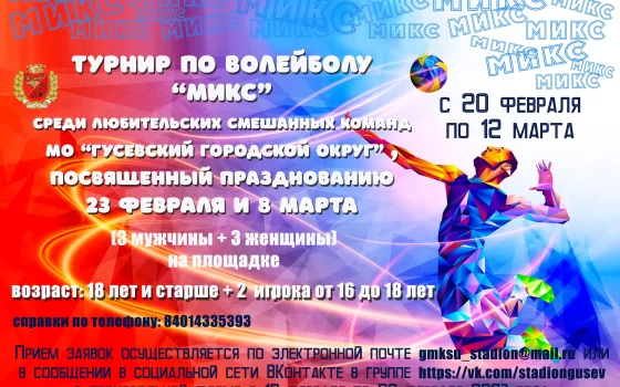 С 20 февраля по 12 марта в Гусеве пройдут соревнования по волейболу среди любительских команд